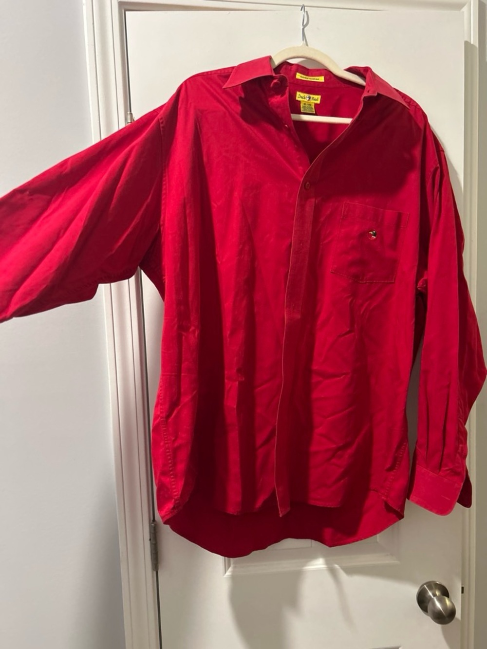 VINTAGE Duck Head Men's Bright Red Long Sleeve Dress Shirt